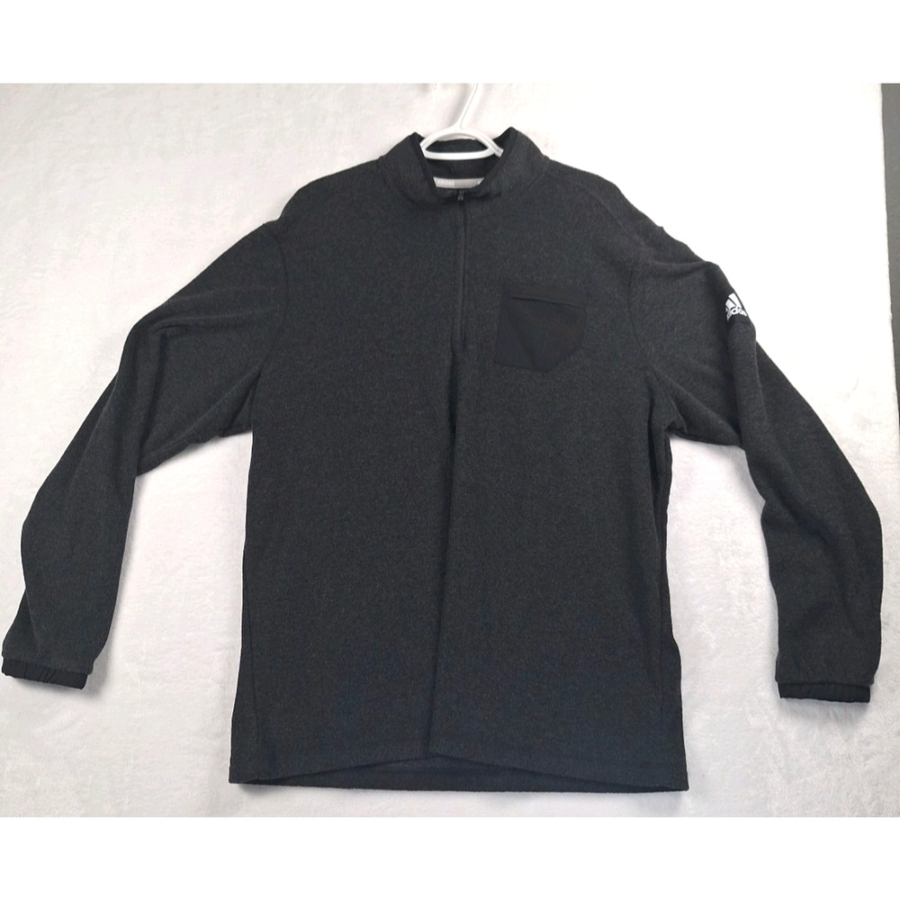 Adidas Men's 1/4 Zip Pullover Sweatshirt Black Coal, XL With Front Pocket